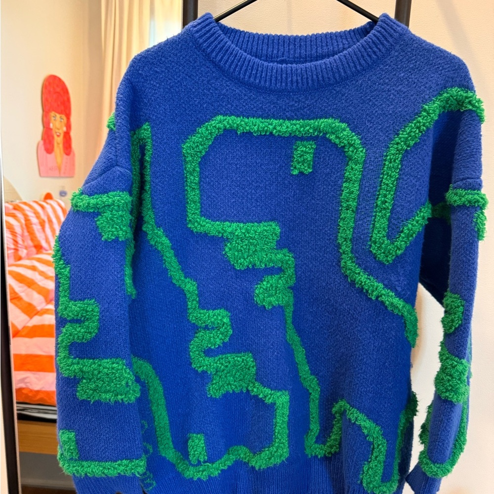 Blue and Green T Rex Sweater